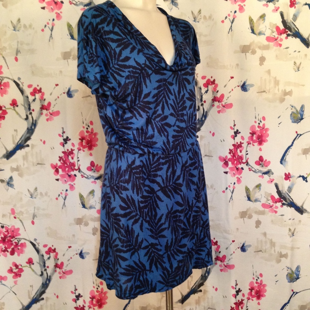 Banana Republic Blue Cowl Neck Dress Size S - Picture 1 of 8